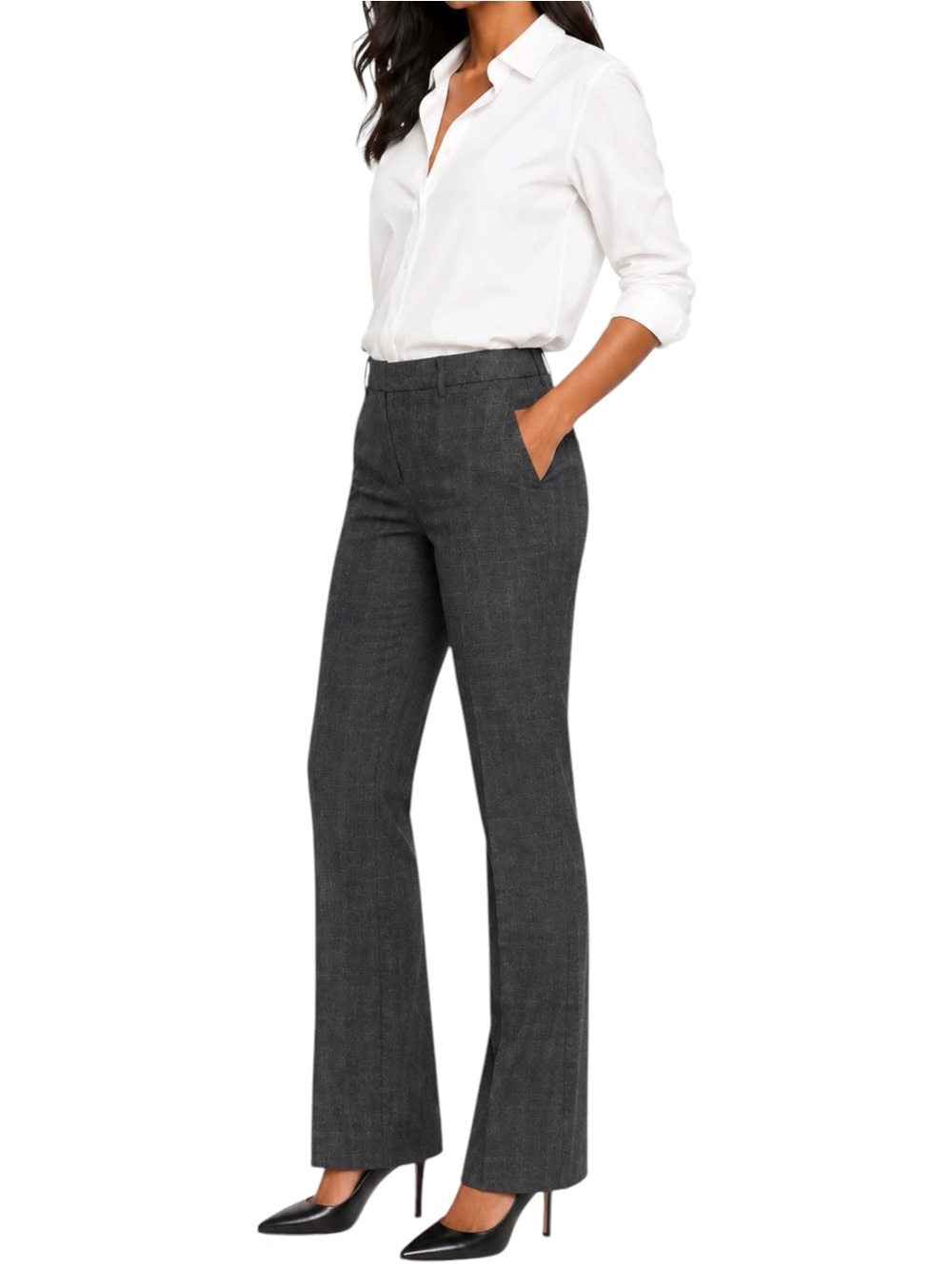 TOMMY HILFIGER Grey Plaid Wool Straight Leg Pant US 8 Medium - Picture 2 of 10